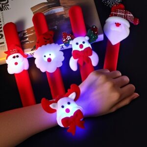 Hot Sale Lightweight Plush Santa Christmas Bracelet Wrist Ornament with Lighted Toy Gift
