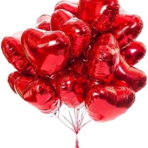 18-inch Red Heart-Shaped Helium Foil Polyester Balloon Custom LOGO for Anniversary, Valentine's Day, and Wedding Decorations