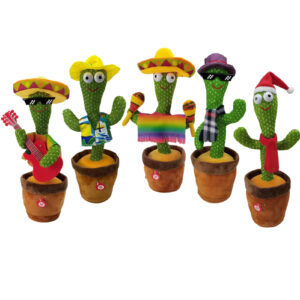 Talking Dancing Cactus Toy / Can Replay Songs Conversations / Super Soft PP Cotton Plush Easy Clean / Stress Relief USB Charging 128