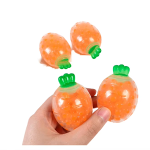 Hot-selling New Cartoon Soft Rubber Stress Relief Squeeze Toy with Raised Dots, Realistic Fruit Carrot Mini Beads Pinch Toy
