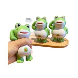 Wholesale creative stress-relief slow rebound salute frog animal fidget toy children's gift squeeze toy small pendant toy doll