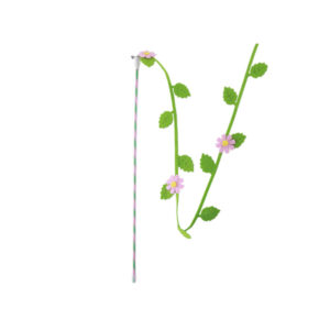 Wholesale Self-entertainment, Interactive Sound, Fresh Green Leaves and Flowers, Manual Plastic cat Teaser Wand, cat Toy