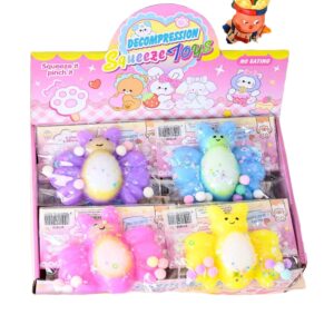 Hot-selling New Quirky Cartoon Stress-relief Squeeze Toy with Glitter, Bee and butterfly Shapes, TPR Squeeze Toy