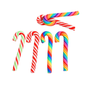 Hot-selling Novelty Prank Christmas Small Realistic Soft Clay Candy Cane rainbow Candy Plastic Candy Cane-shaped Toy