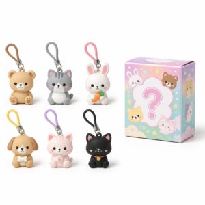 Wholesale Collectible Keychain Charms Blind Box Set - Cute Animal Figure Bag Charms with Silicone Straps, Mystery Surprise Party Favors for Kids, Bulk