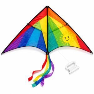 Wholesale Kids Outdoor Kite - Easy Fly Rainbow Delta Kite with Handle & Line for Boys Girls, Beach Park Family Outdoor Toy, Bulk