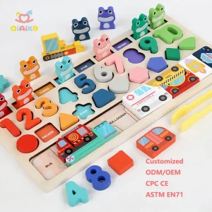Montessori Wooden Matching Puzzle Board – Fine Motor Skill Learning Toy