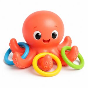 Floating Octopus Ring Toss Bath Toy – No Hole Design with 3 Hoopla Rings