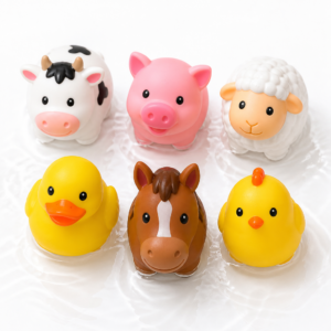 Mold Free Bath Toys 6 Pack – Sealed No Hole Farm Animal Bath Toy Set